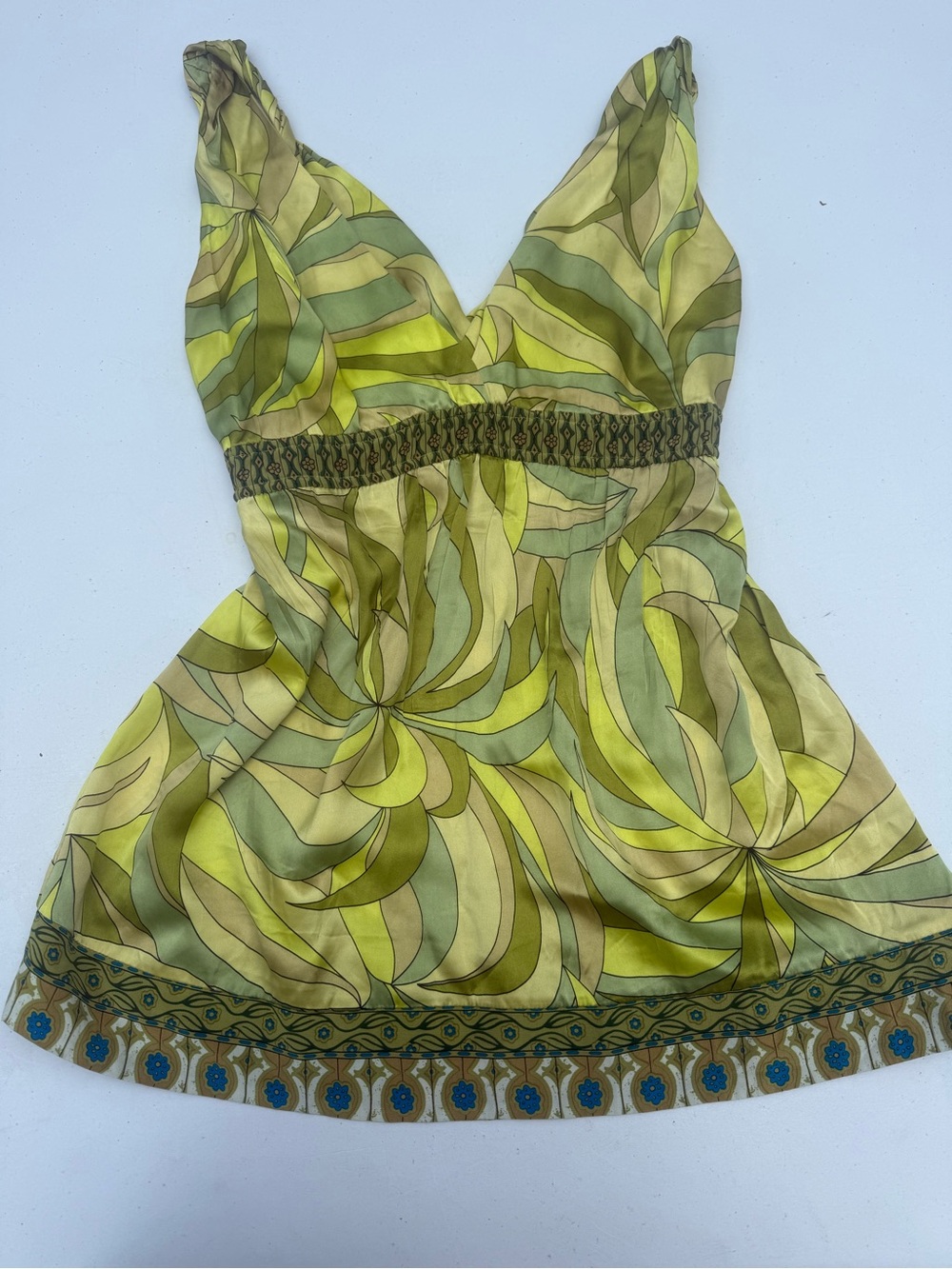Hale Bob Green Swirl Print Sleeveless Tank Top